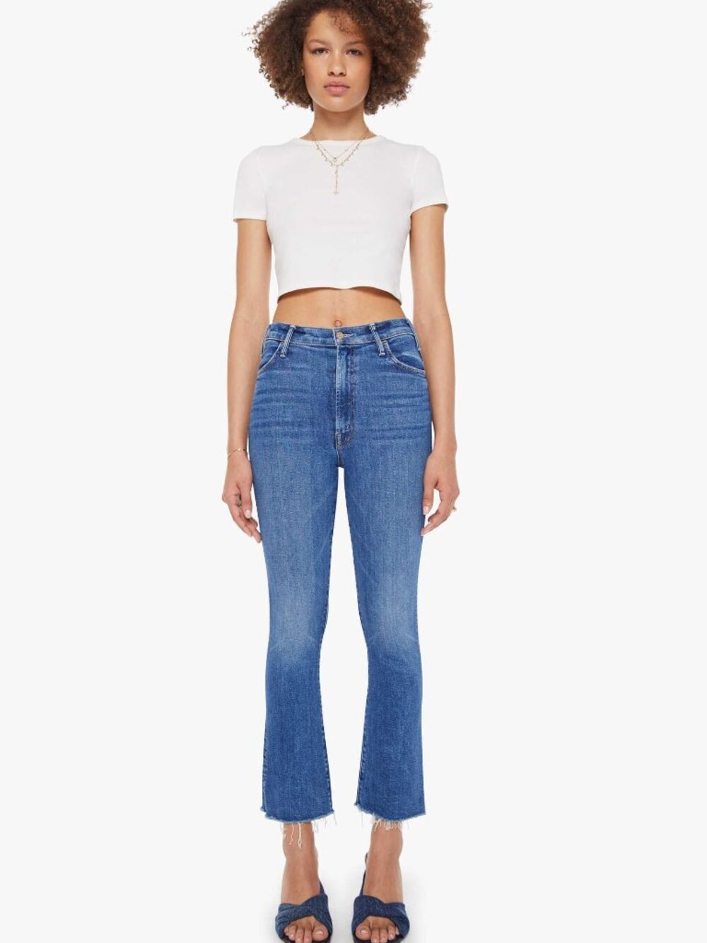MOTHER Women's The Hustler Ankle Fray Jeans Size 27 in Grasping At Straws